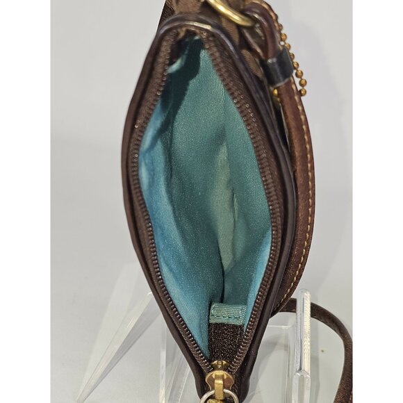 Coach Women's Brown Monogram Canvas & Leather Wristlet Clutch 135 - Picture 10 of 11